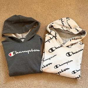 Lot of Boys Champion Dark Gray and White Hoodies Size Medium